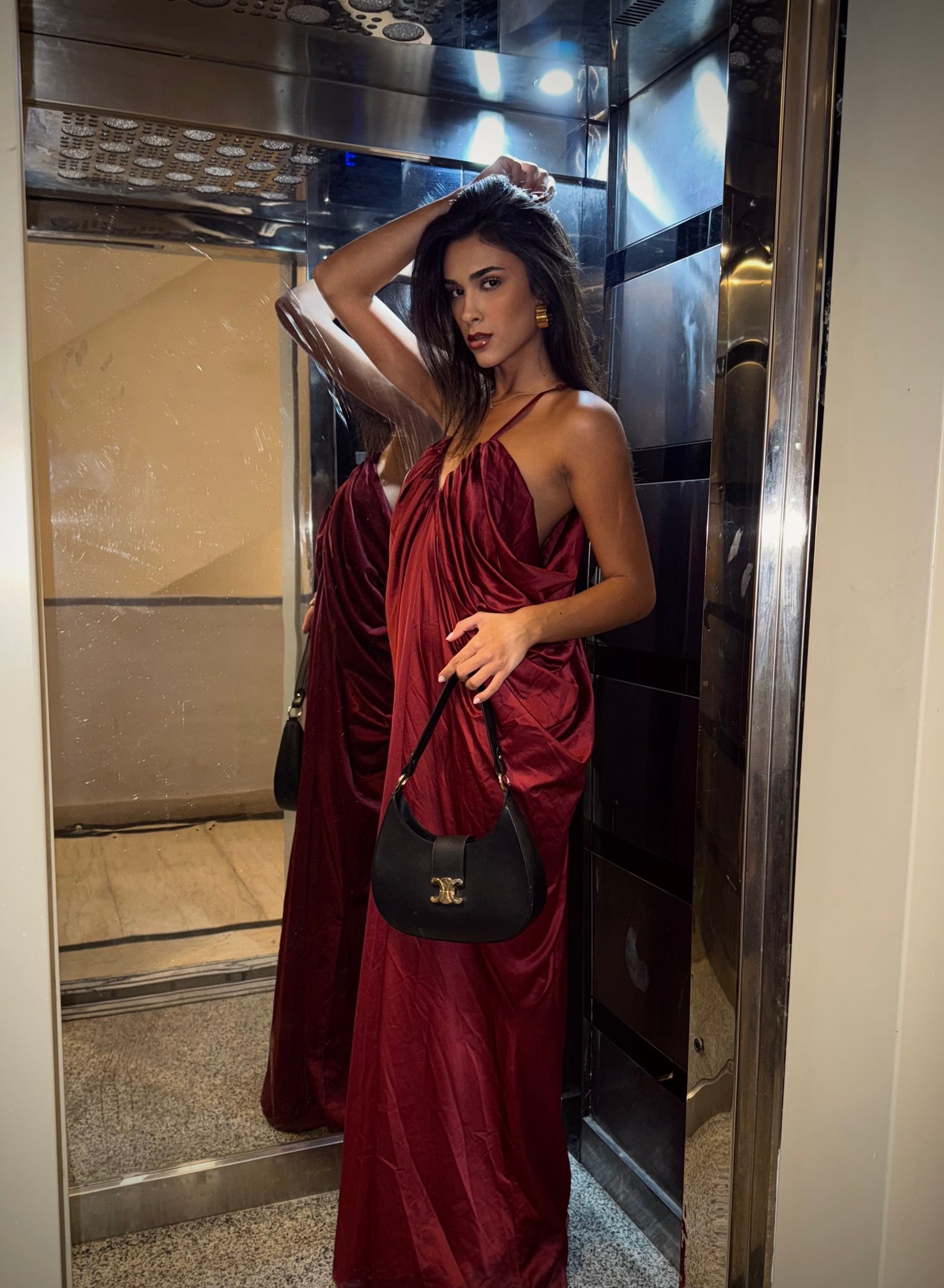 Cherry Maroon Strappy Long Dress