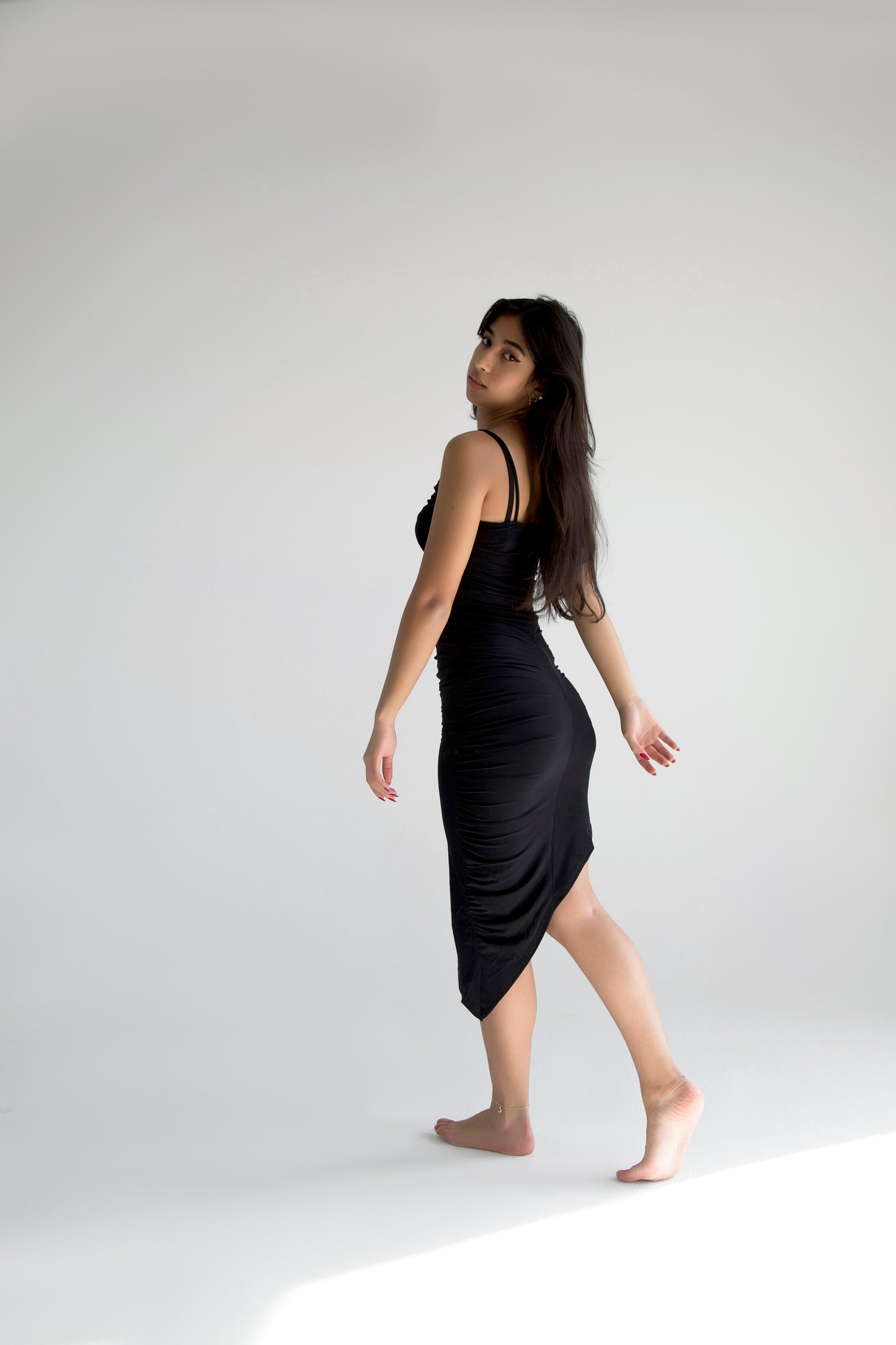 Black Pleated Knitted Dress