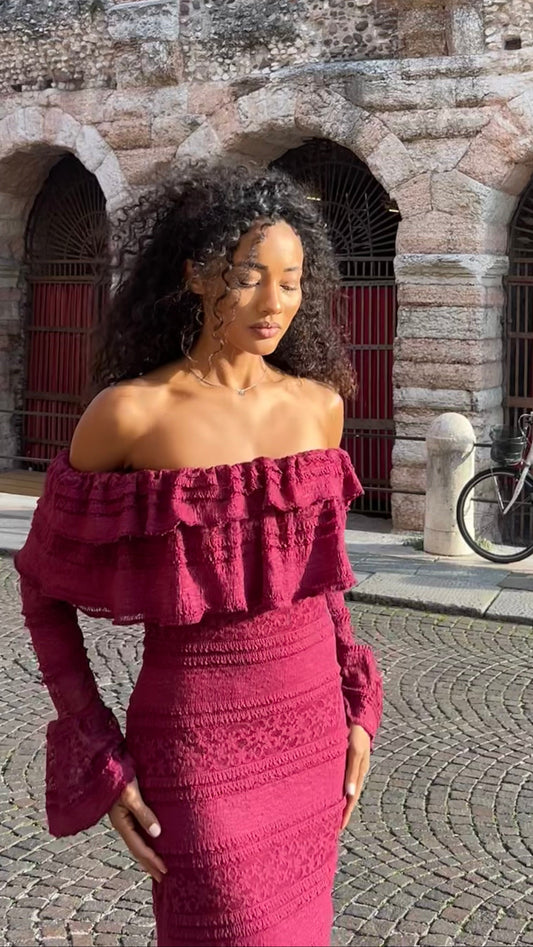 burghandy Vova Strapless Dress