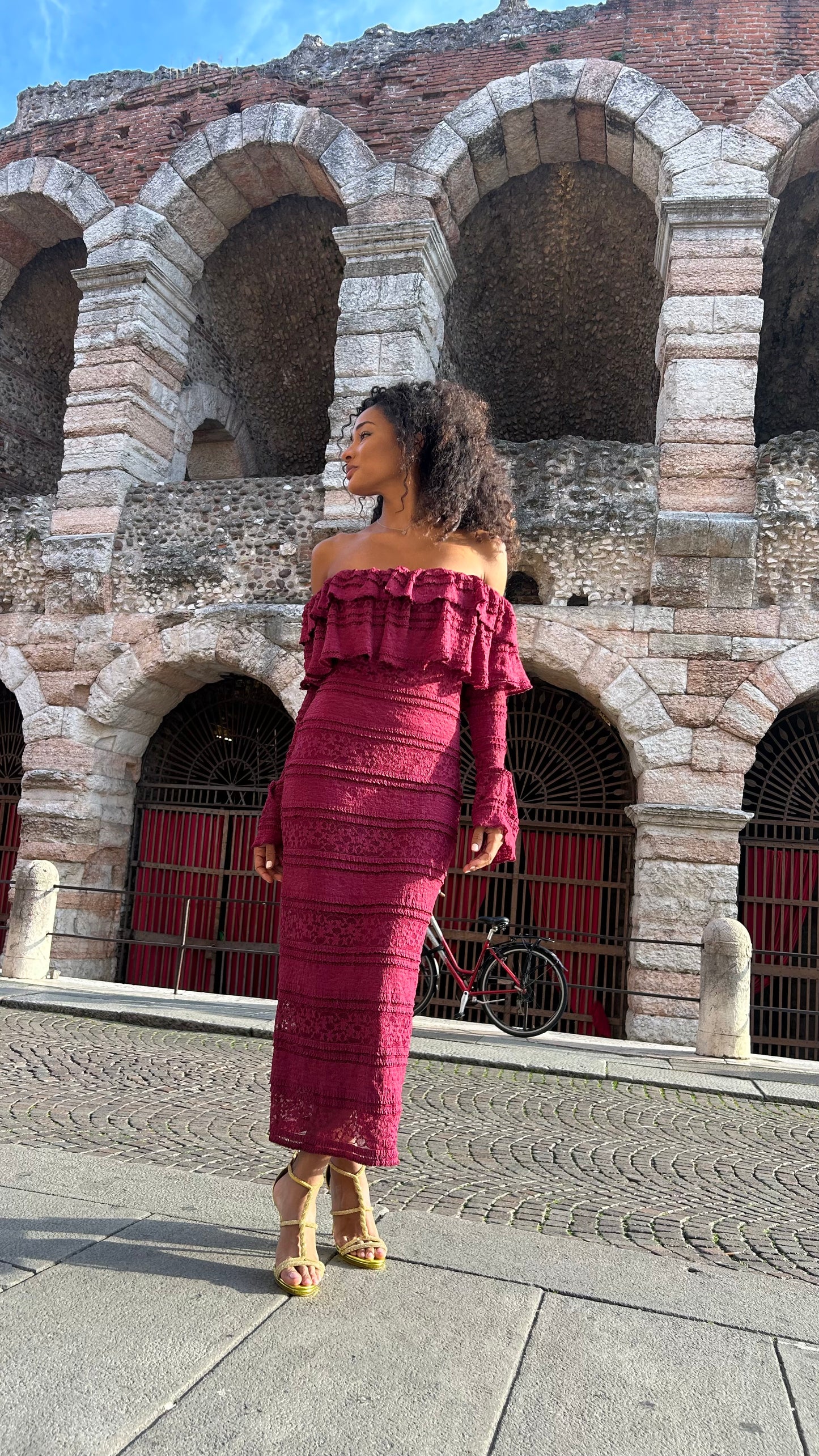 burghandy Vova Strapless Dress