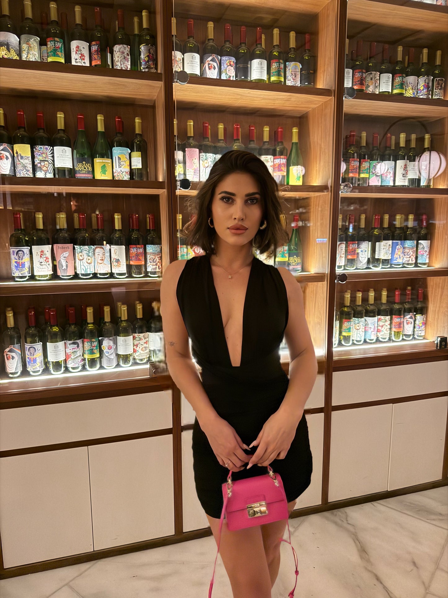 black Lycra Kristal mini dress