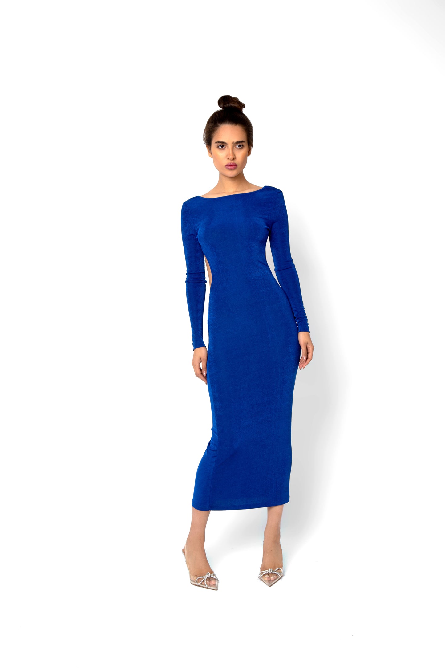 blue Back Detailed Midi Dress