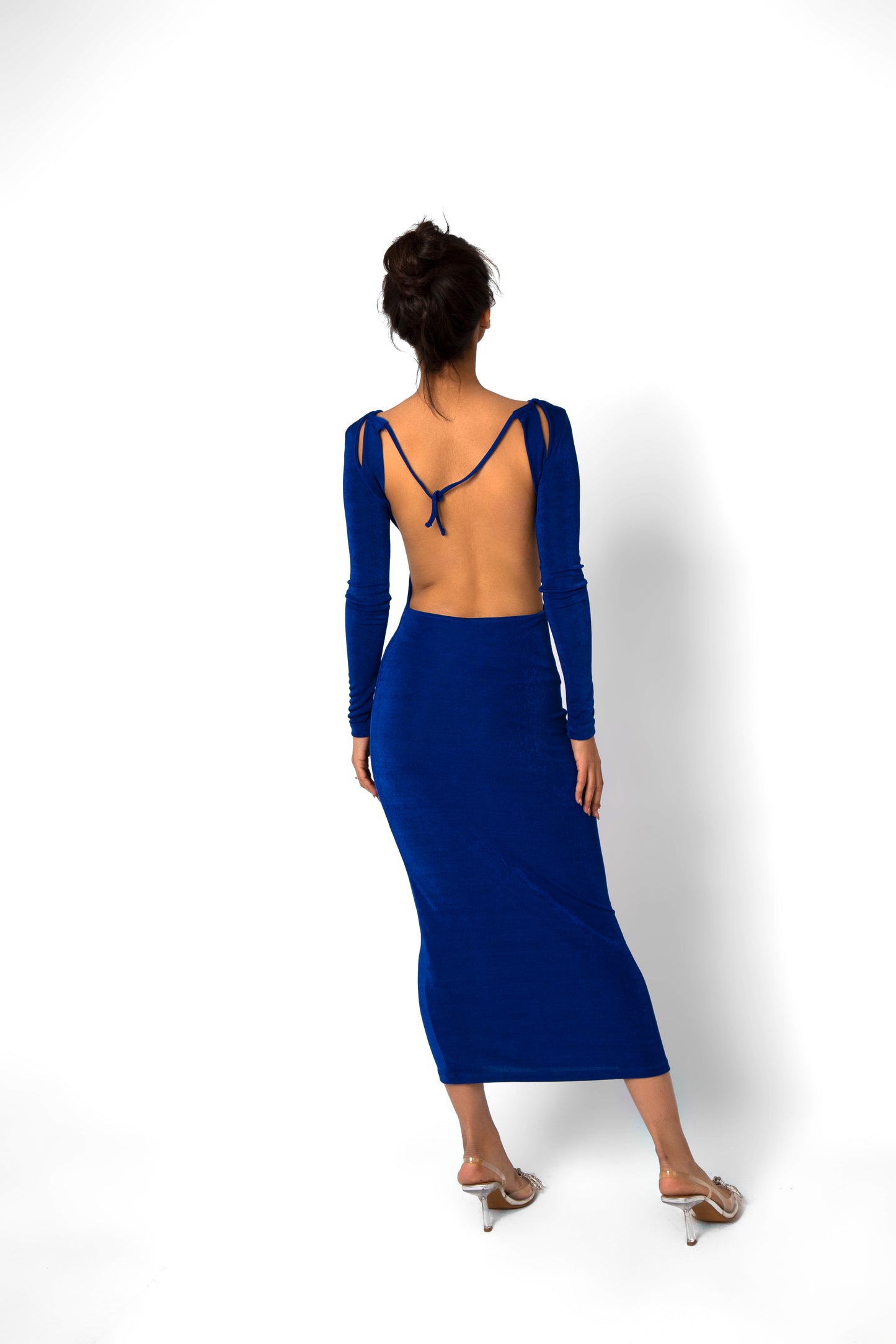 blue Back Detailed Midi Dress