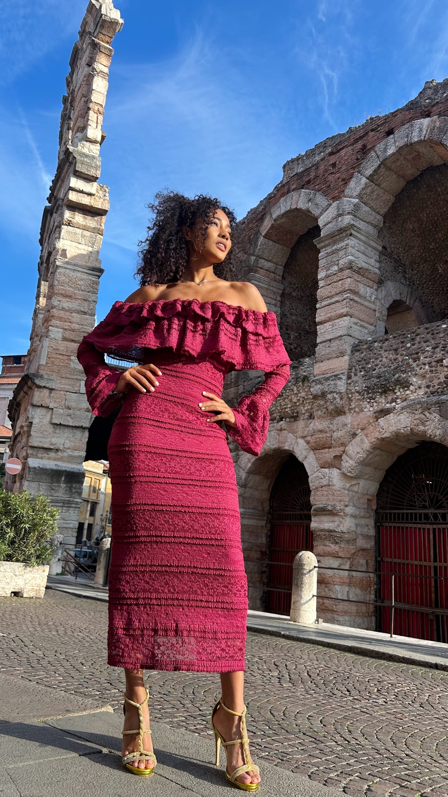 burghandy Vova Strapless Dress