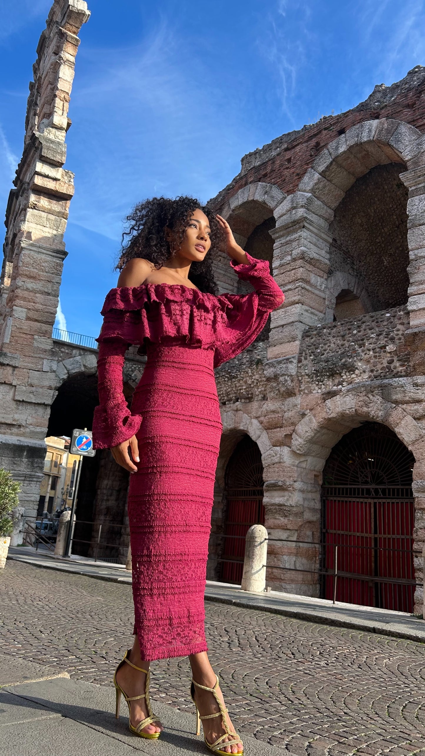 burghandy Vova Strapless Dress