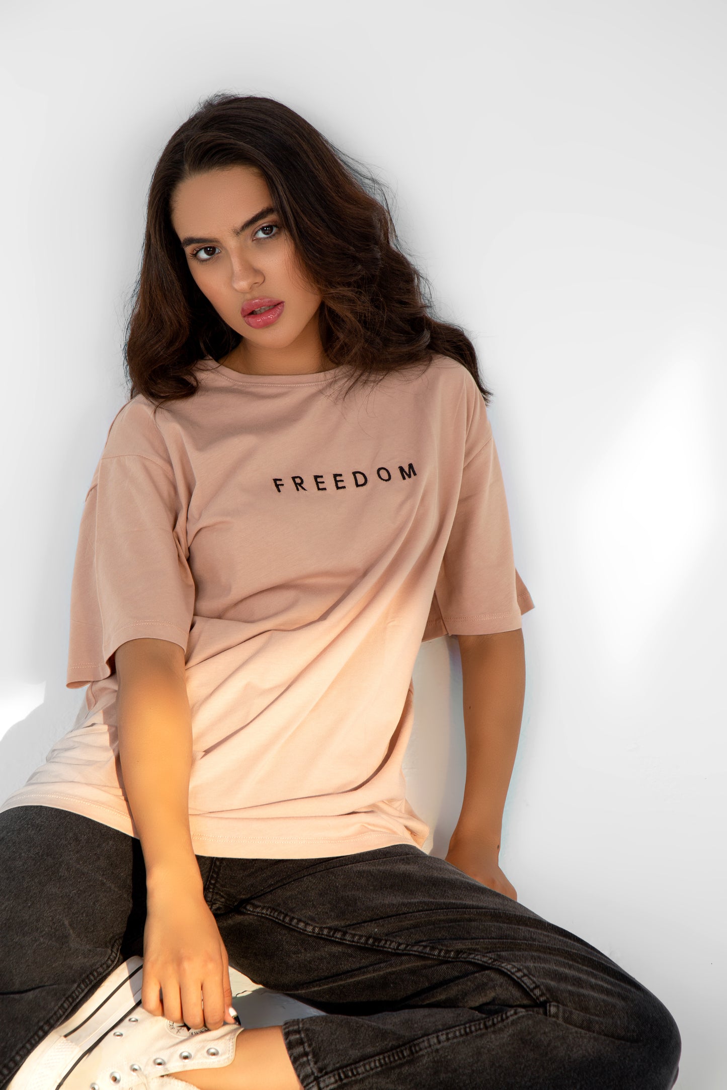 Beige freedom T-shirt