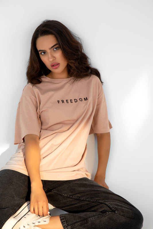 Beige freedom T-shirt