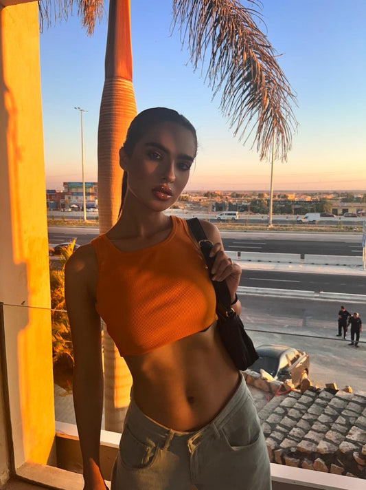 Orange Crop Top Bluz