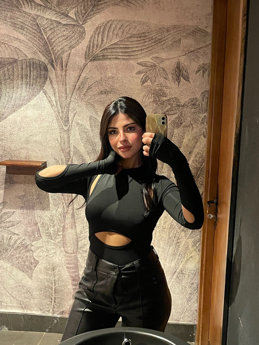 Black Blouse with Back and Window Cutout