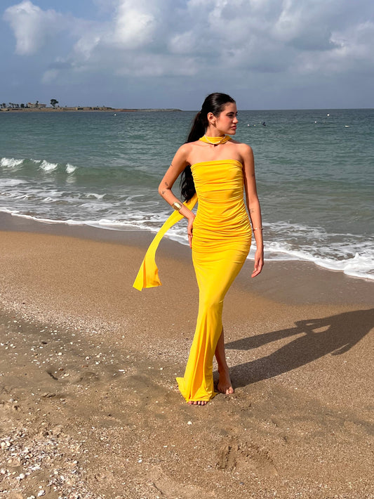 Yellow Coraline Multi-Lace Dress