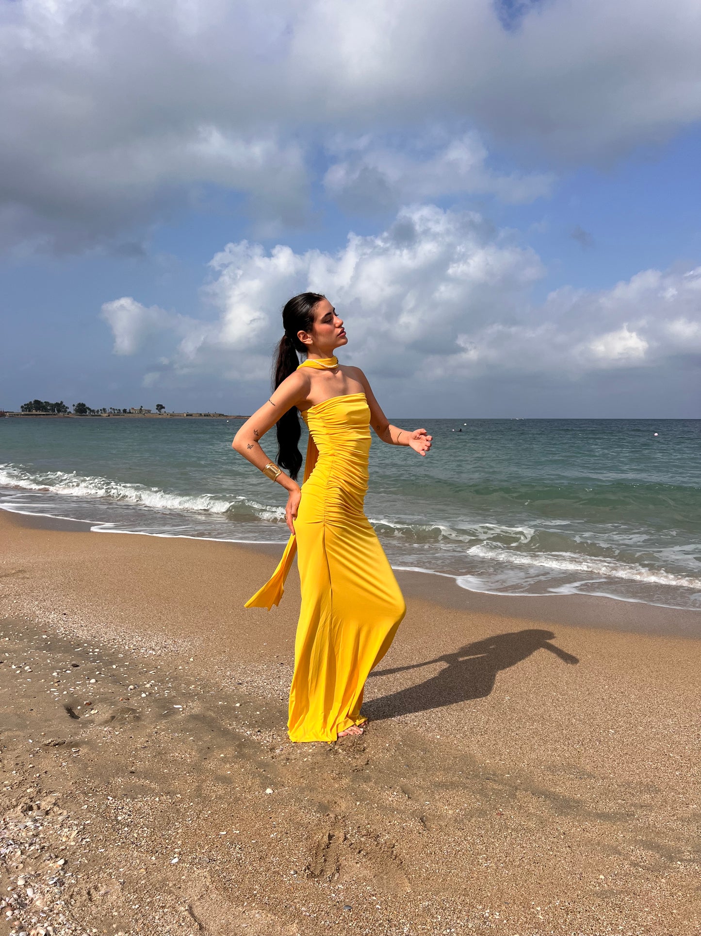 Yellow Coraline Multi-Lace Dress