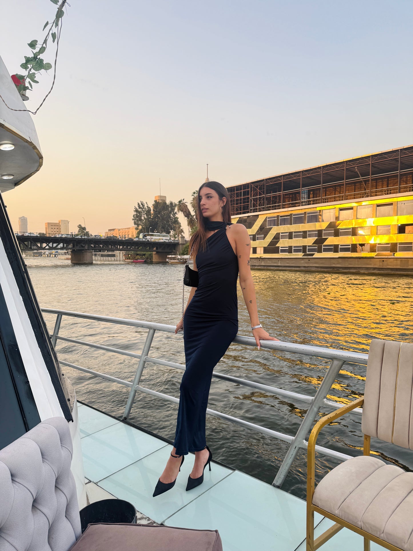 navy  Marcia Long Dress