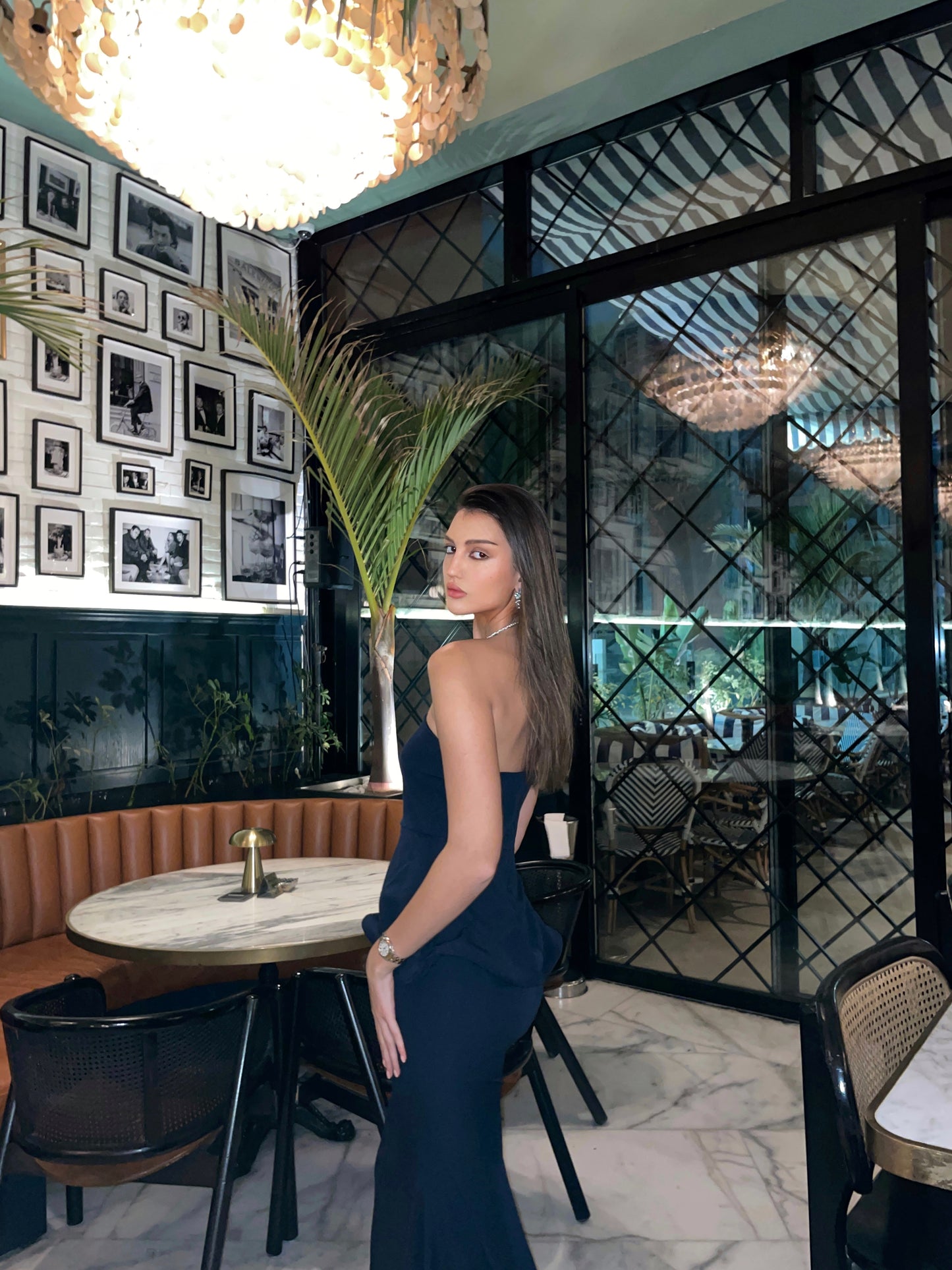 Navy Blue Benedita Long Scarf Dress