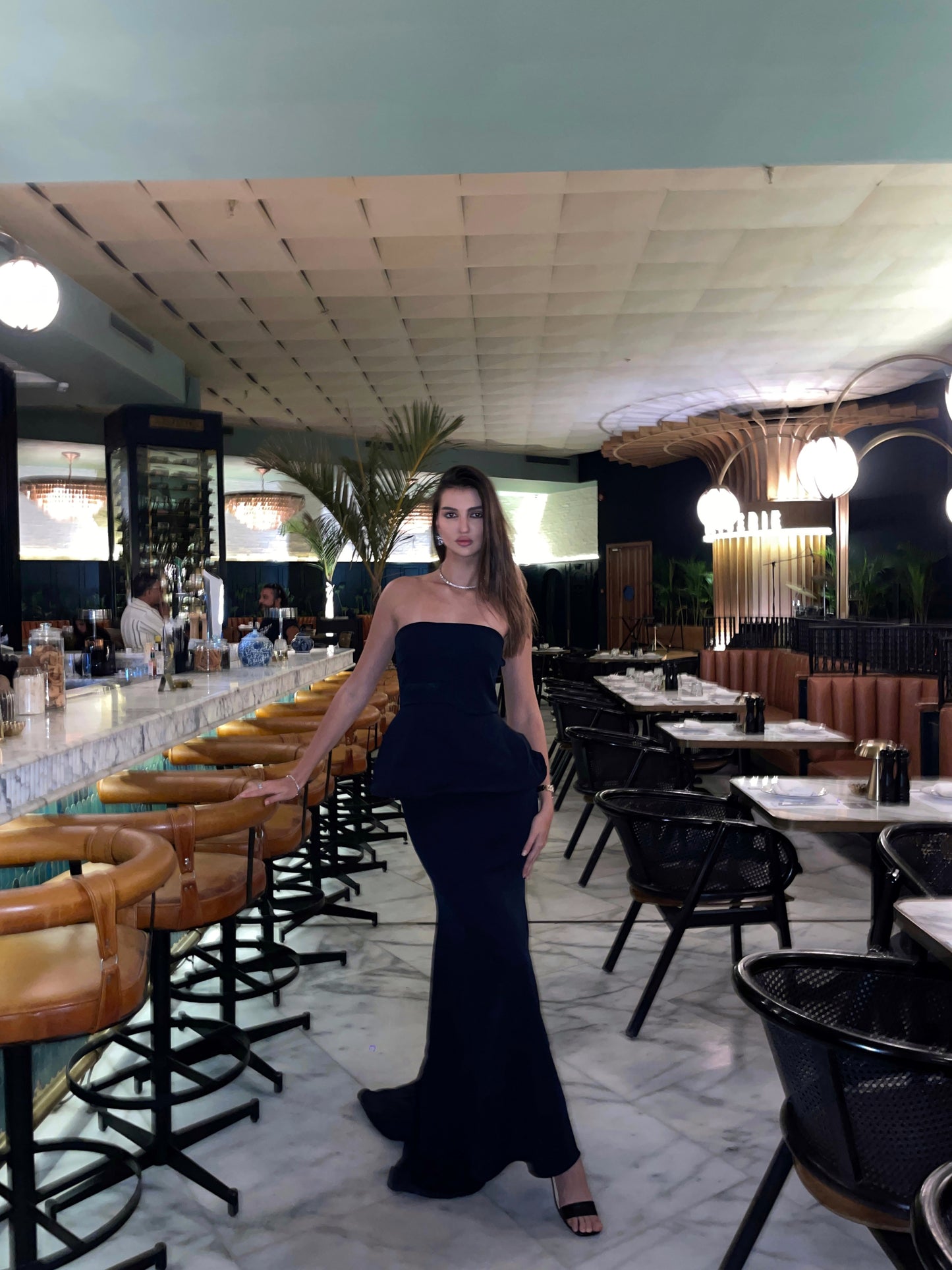 Navy Blue Benedita Long Scarf Dress