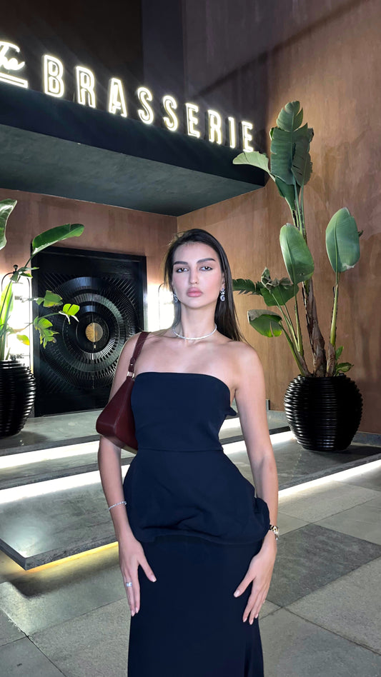 Navy Blue Benedita Long Scarf Dress