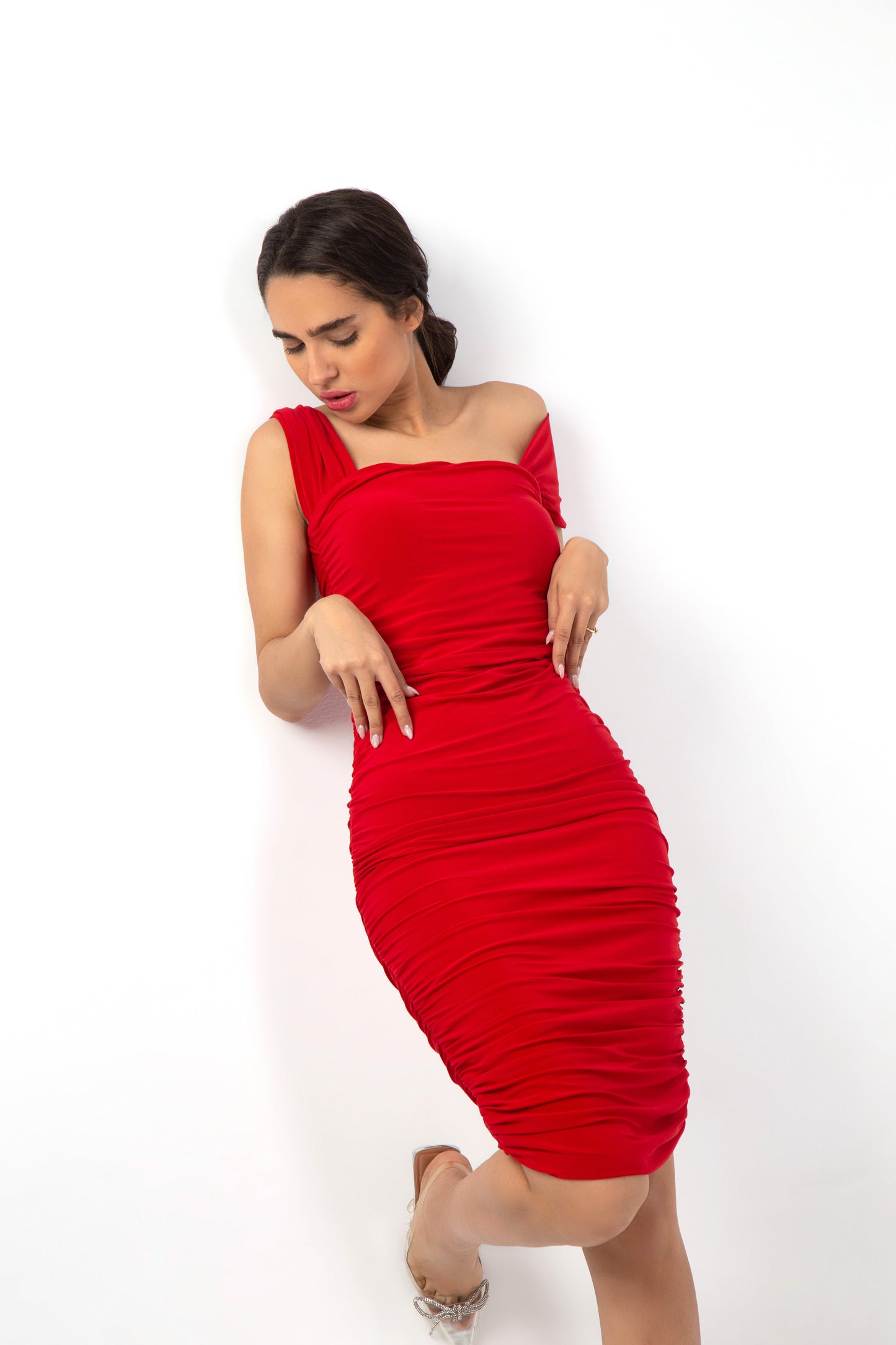 Red dress with  Low Sleeve