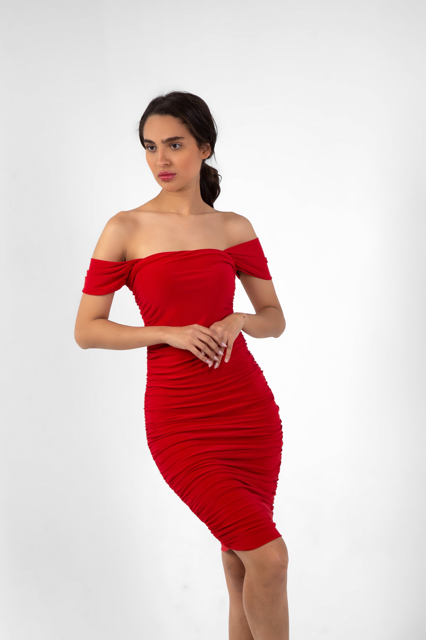 Red dress with  Low Sleeve
