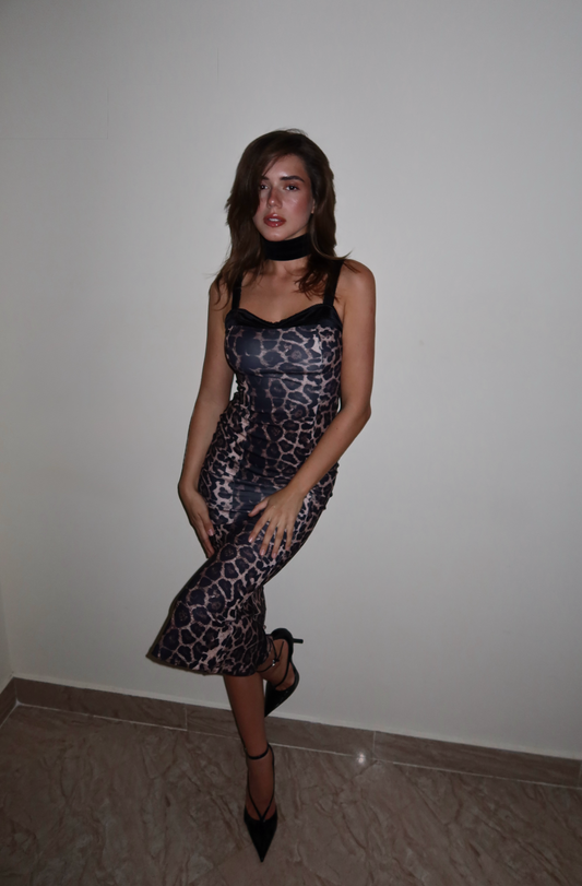 LEOPARD  DIJITAL SCUBA  FABRIC DRESS