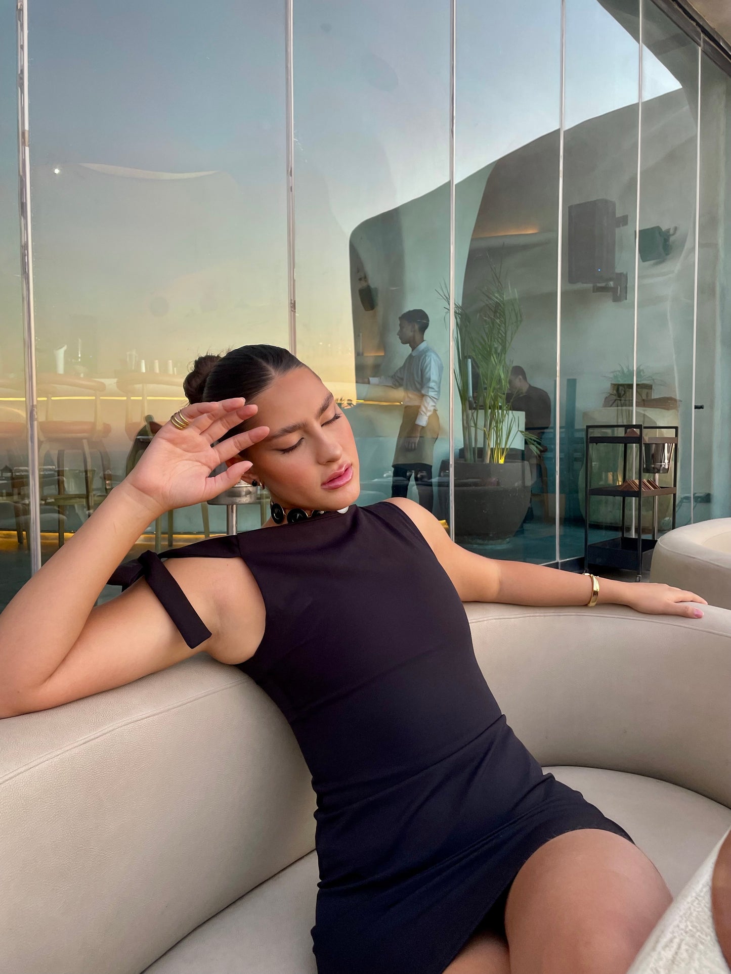 Black Tie-Up Mini Dress