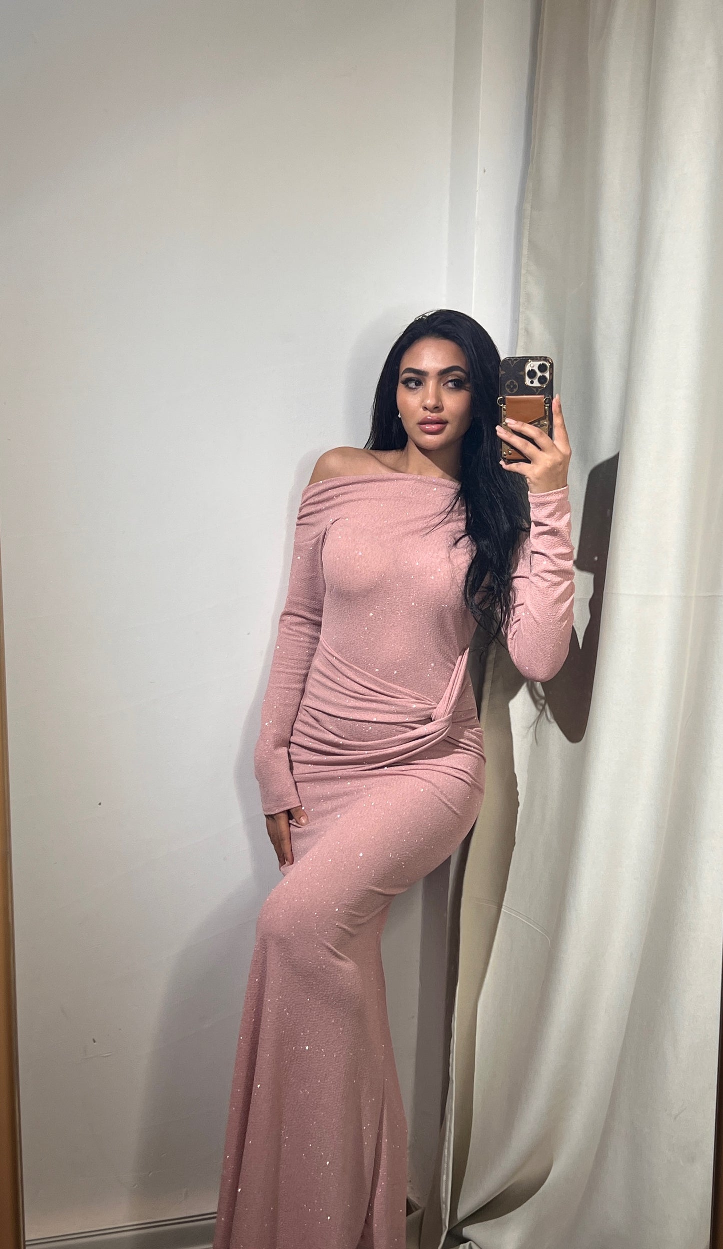 Pink off shoulder  dress