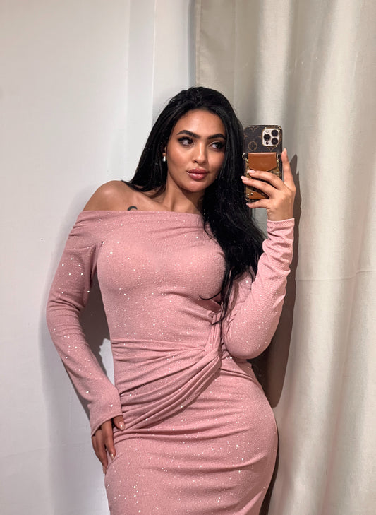 Pink off shoulder  dress