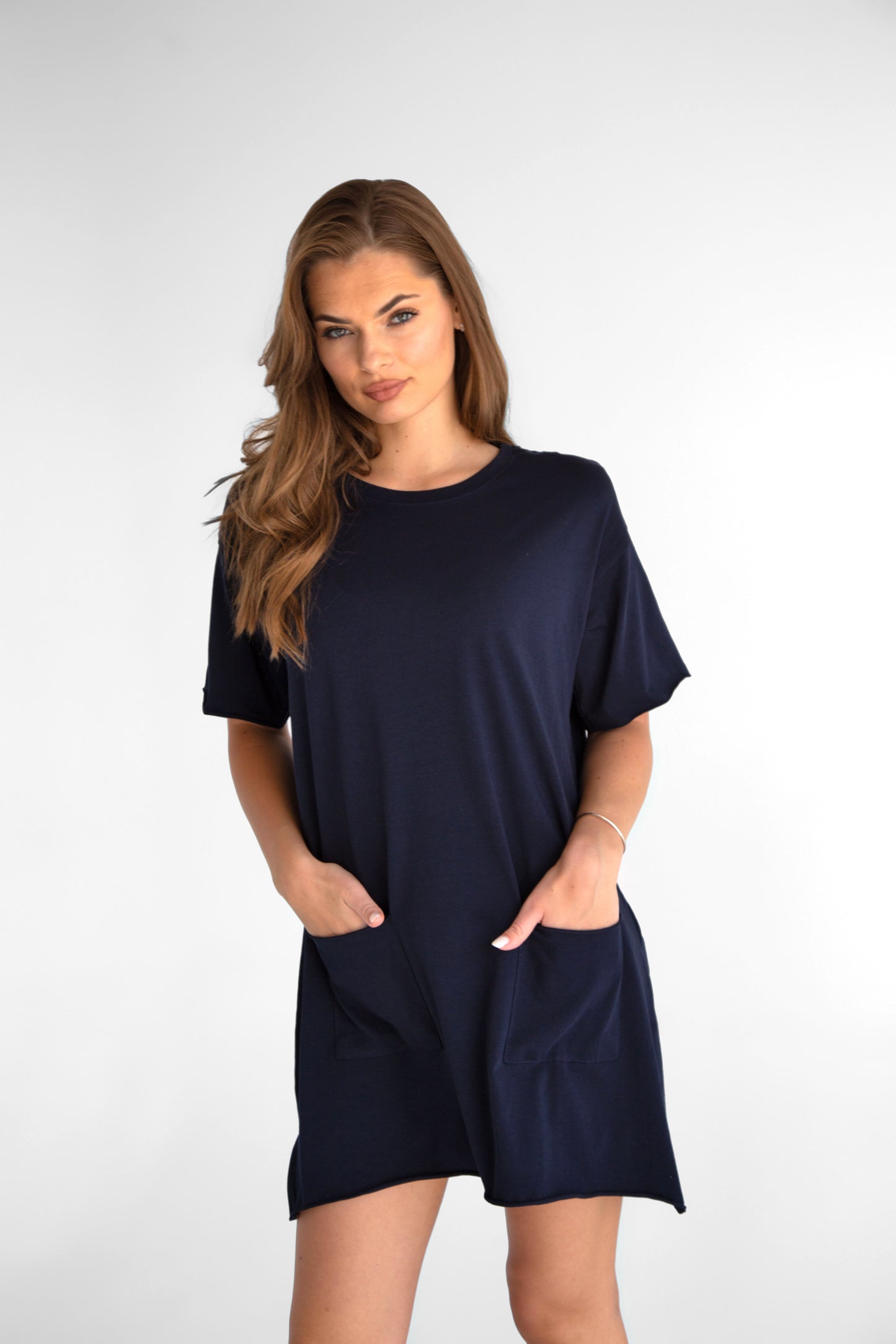 Navy Blue  Pocket  Dress