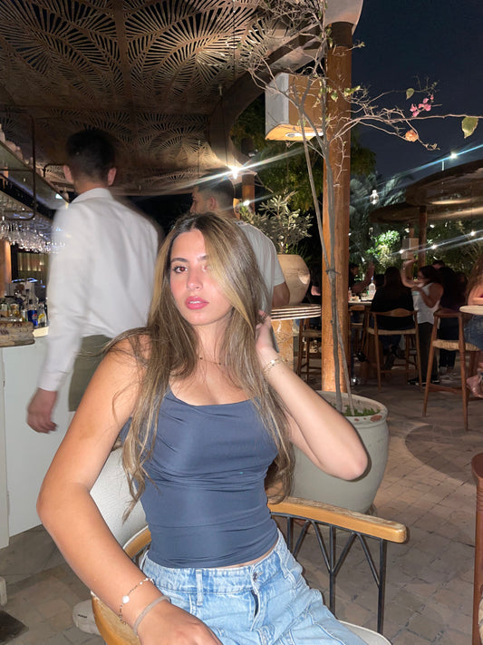 Gray  Crop Top Sleeveless