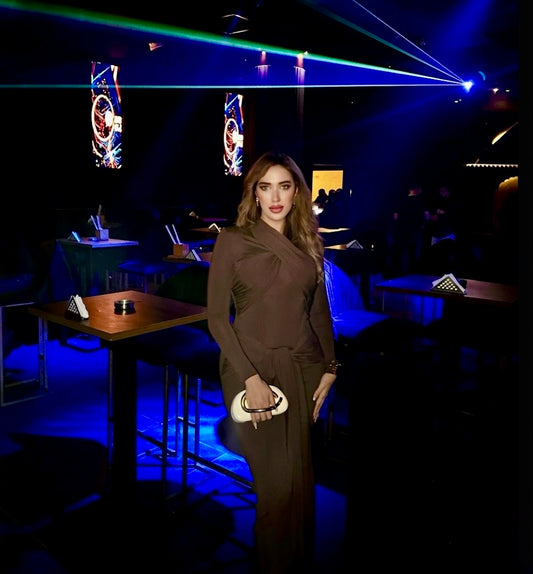 Brown Lycra  Long  Dress