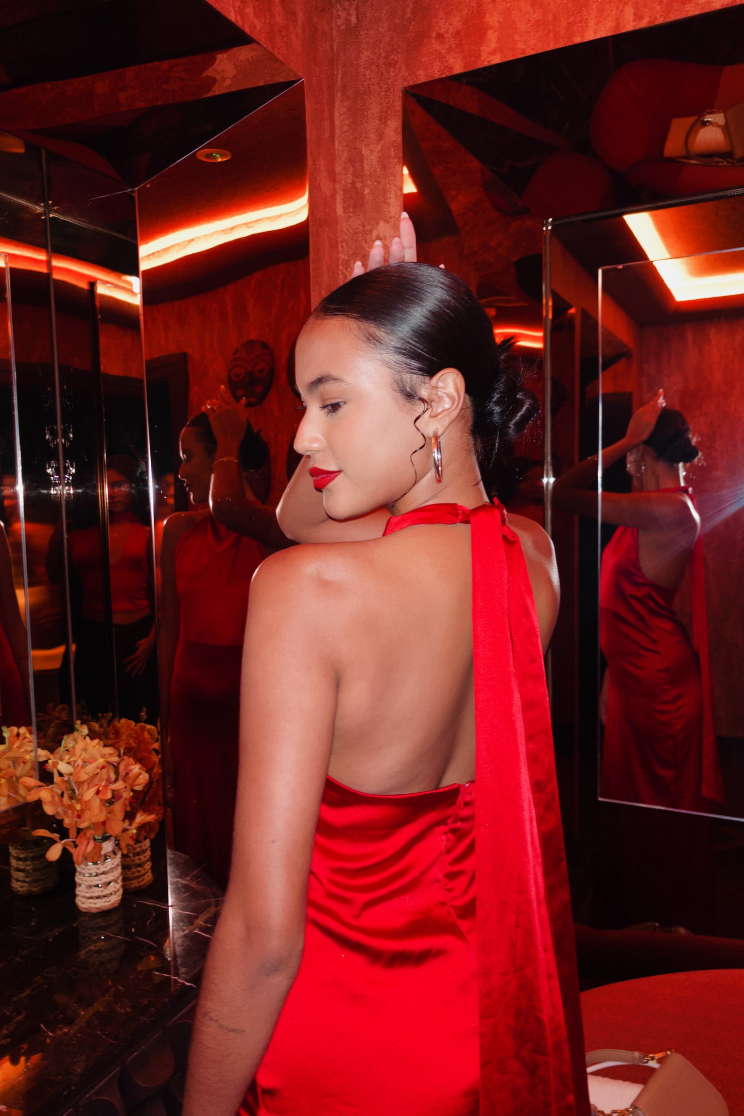 Red Satin Dress