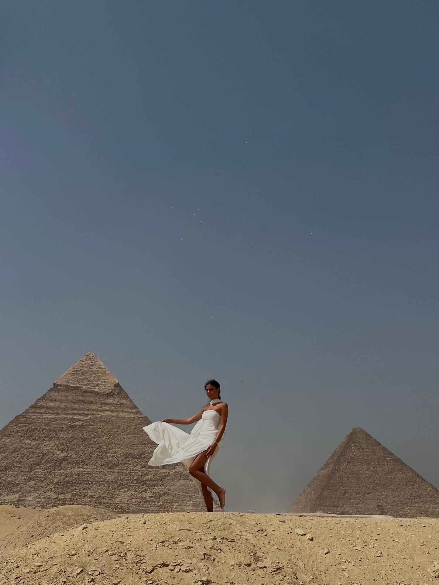 White SCUBA CREP AND SANNDY FABRIC DRESS SET
