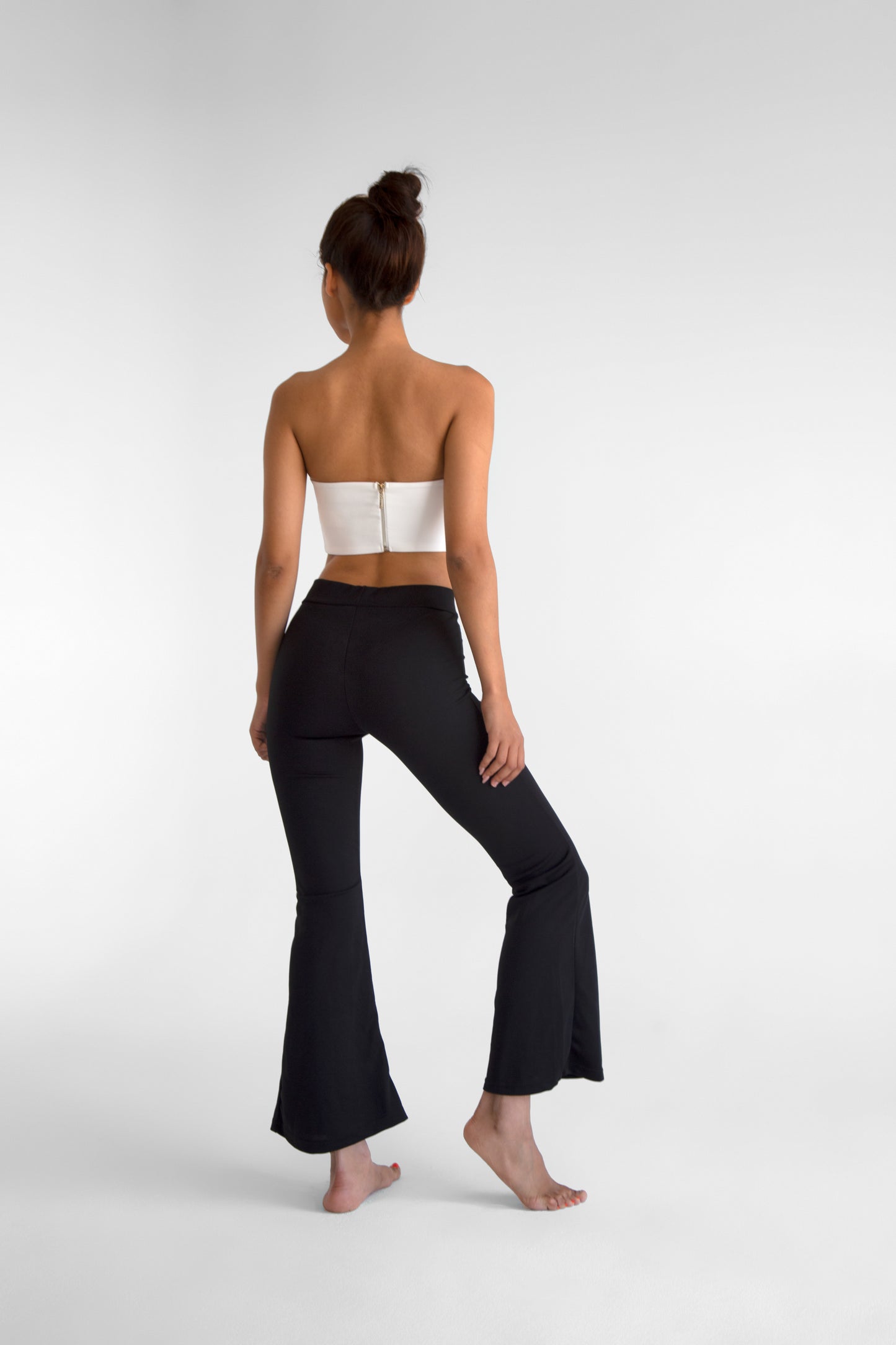 Black -Length Lycra  flare  pants