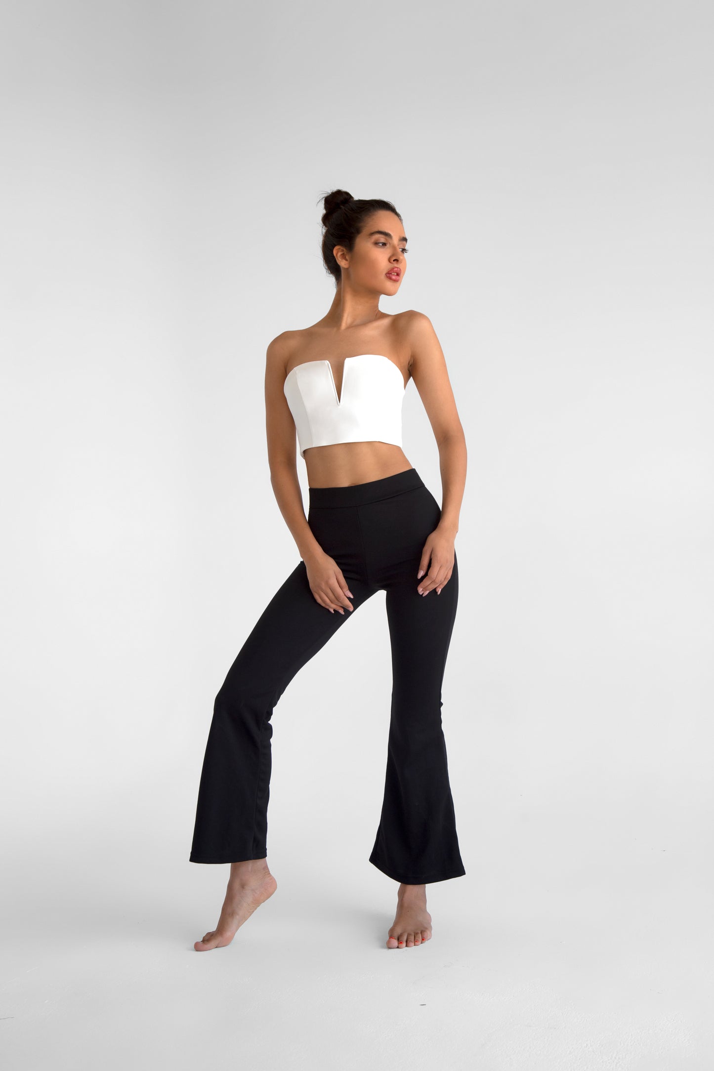 Black -Length Lycra  flare  pants