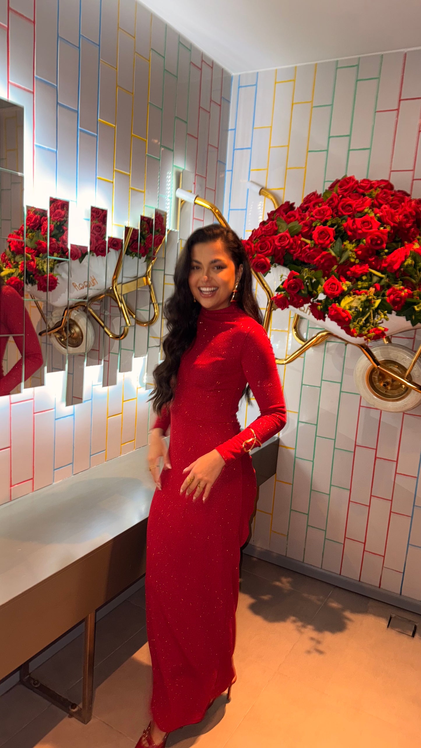 Red Antina Glitter Dress