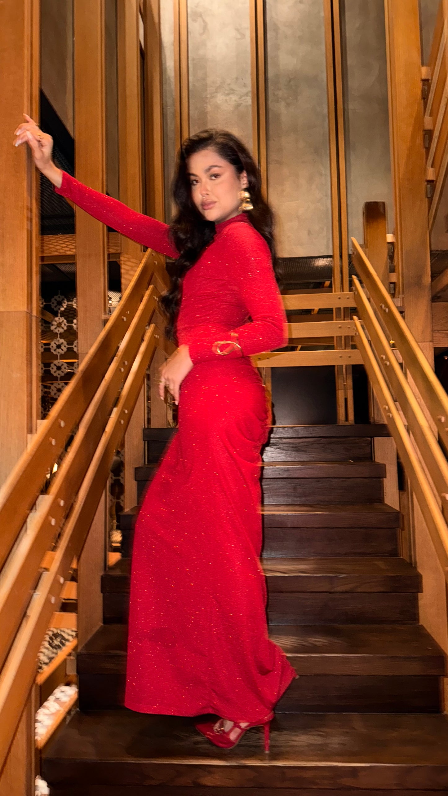 Red Antina Glitter Dress