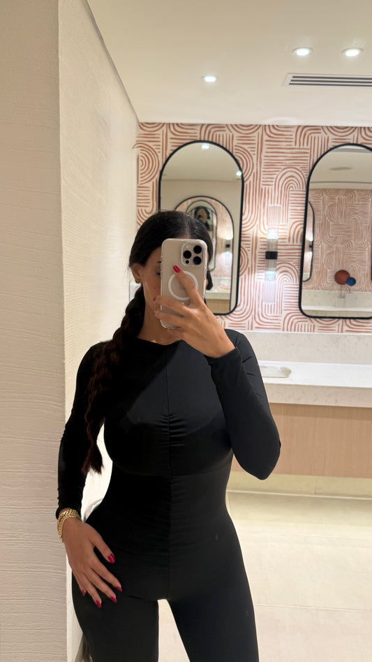 Pleated backless jumpsuit