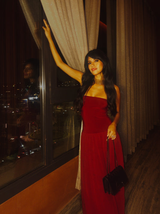 Burgundy Damson Long Dress