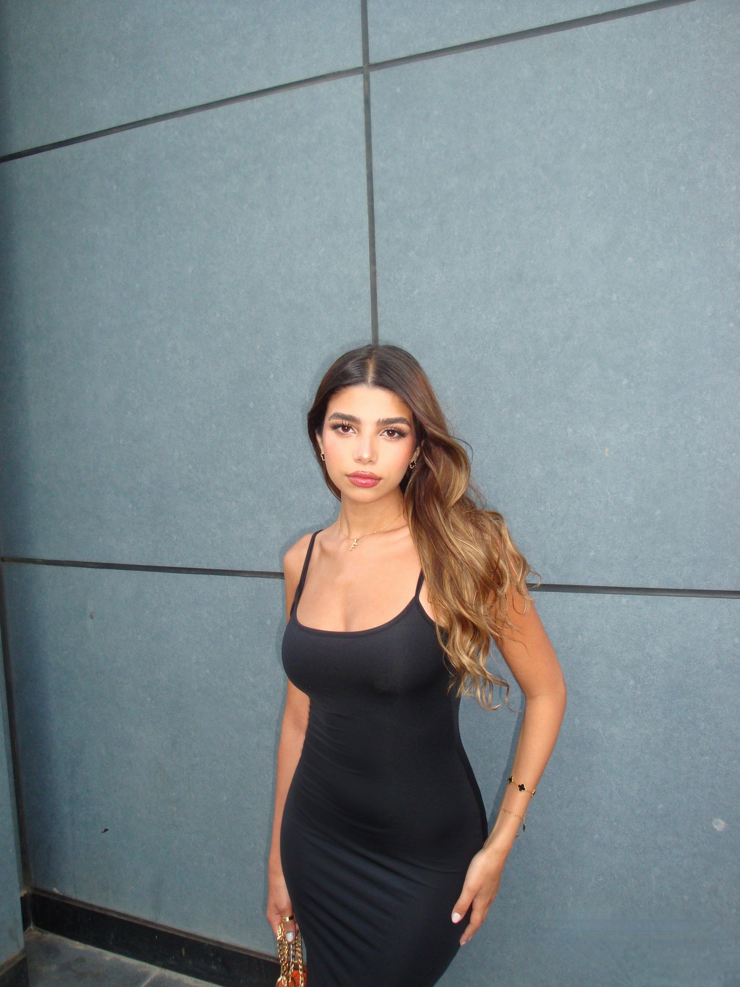 BLACK DRESS WITH ROPE STRAPS
