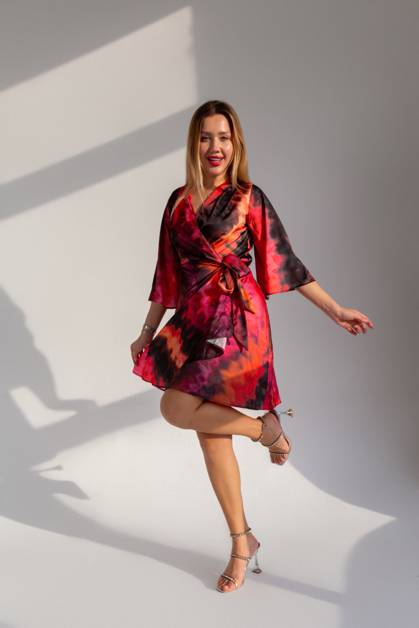 DOUBLE BREASTED SATİN DRESS
