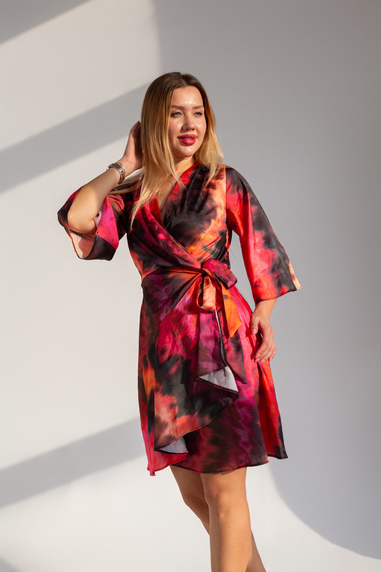 DOUBLE BREASTED SATİN DRESS