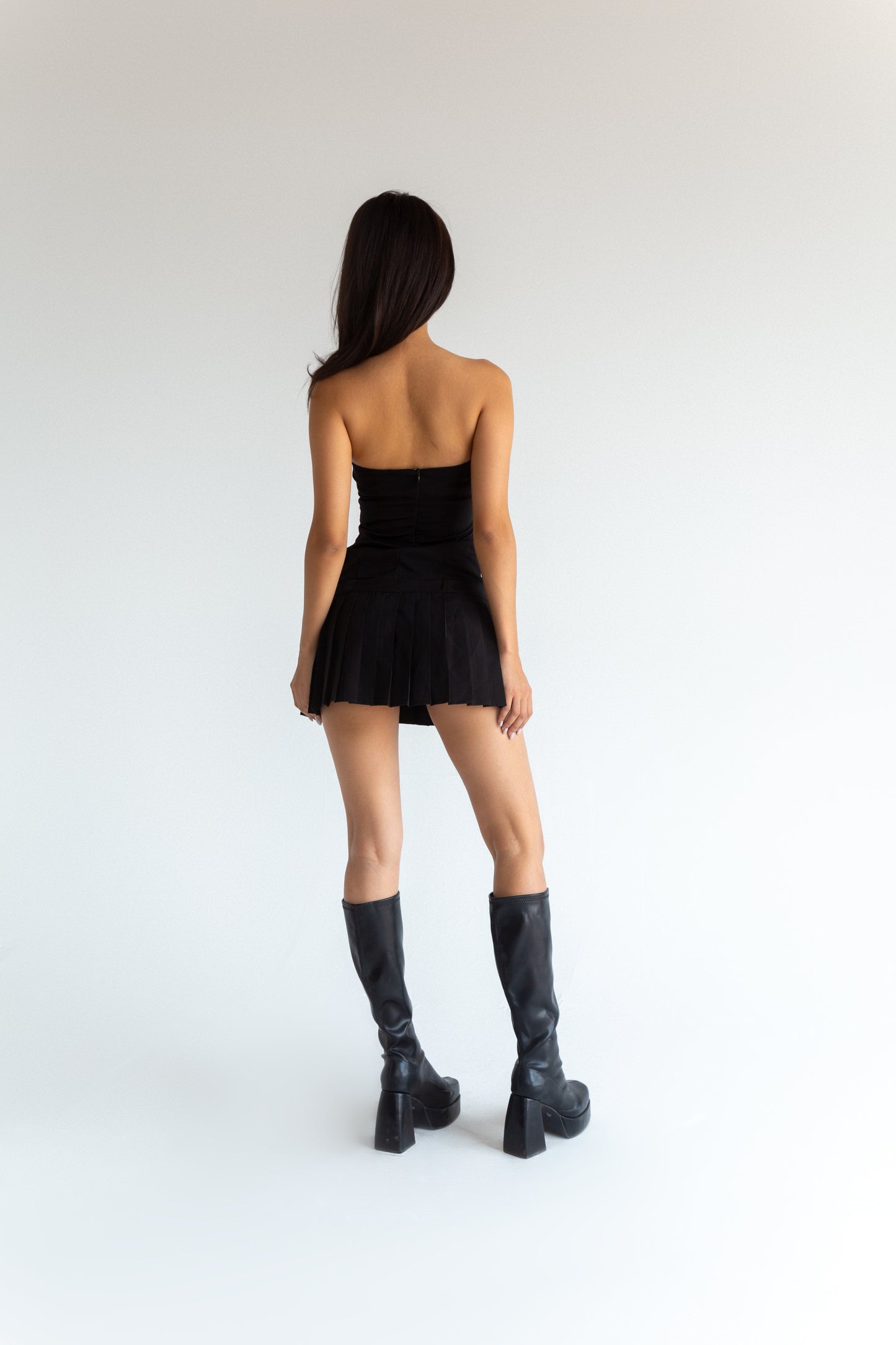 Black Anja Mini Strapless Dress