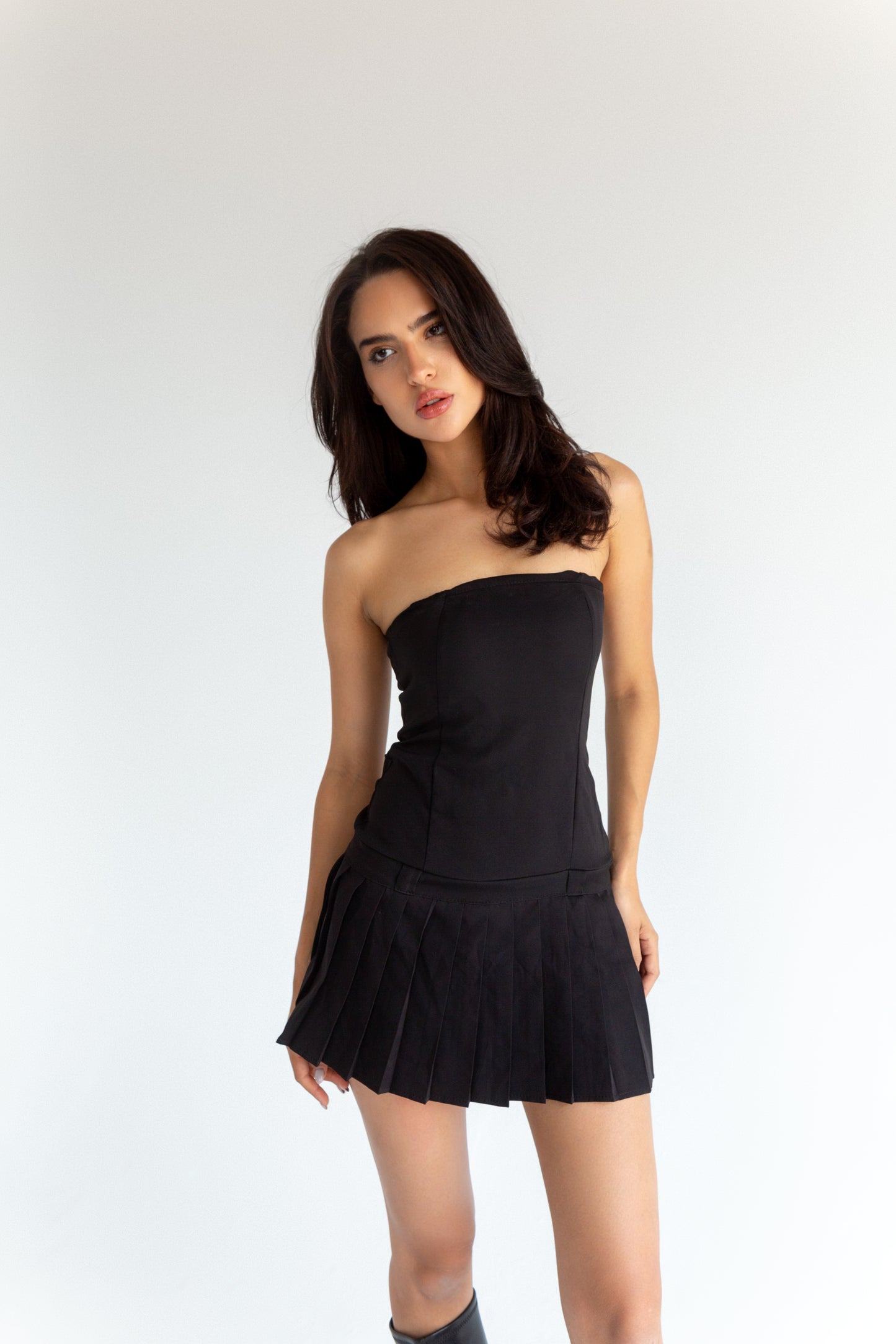 Black Anja Mini Strapless Dress