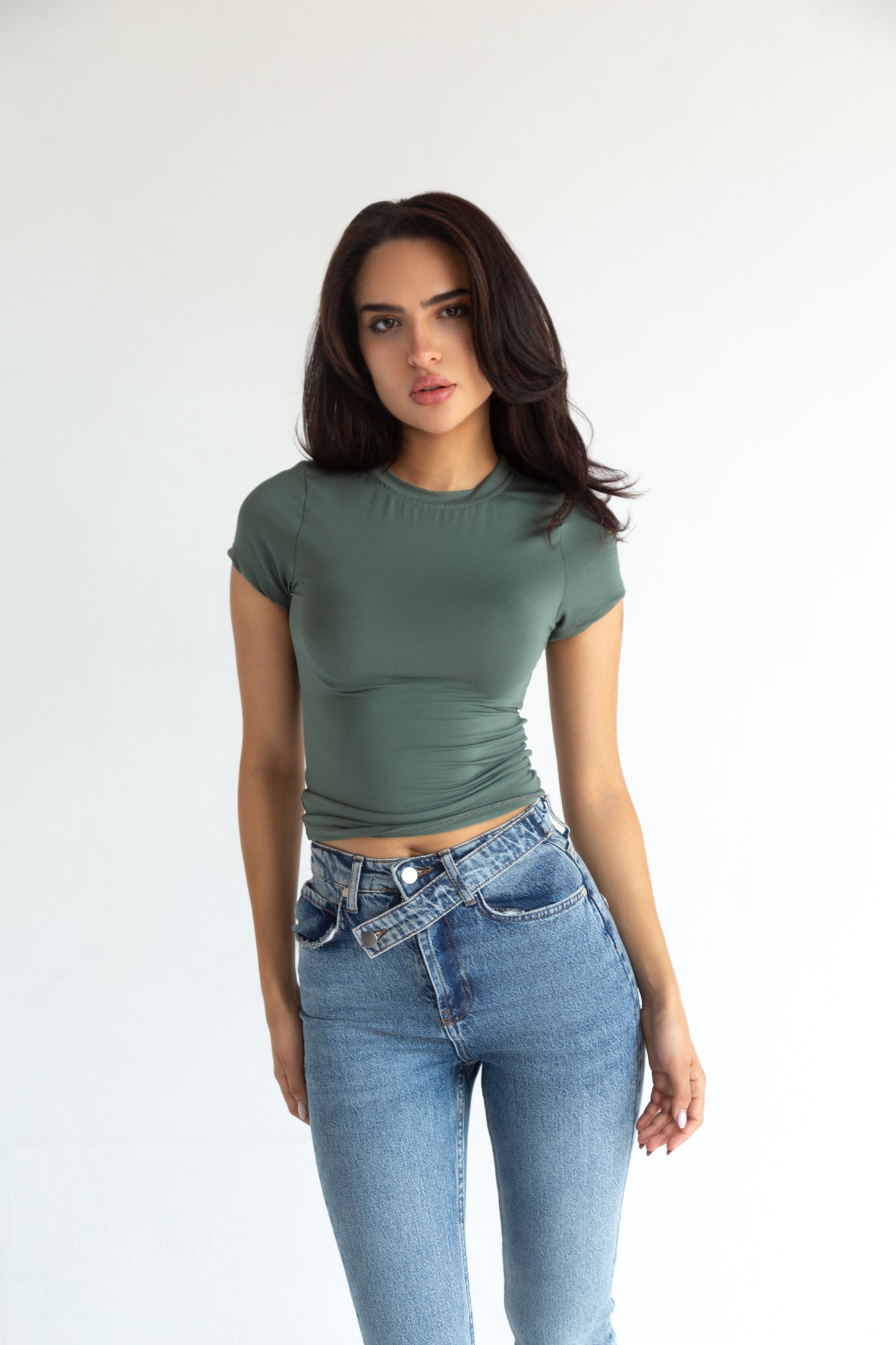 olive - Short sleeve basic top