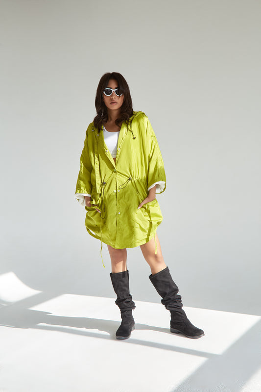 Lime green Jacket - Fleece Lined Waterproof Fabric
