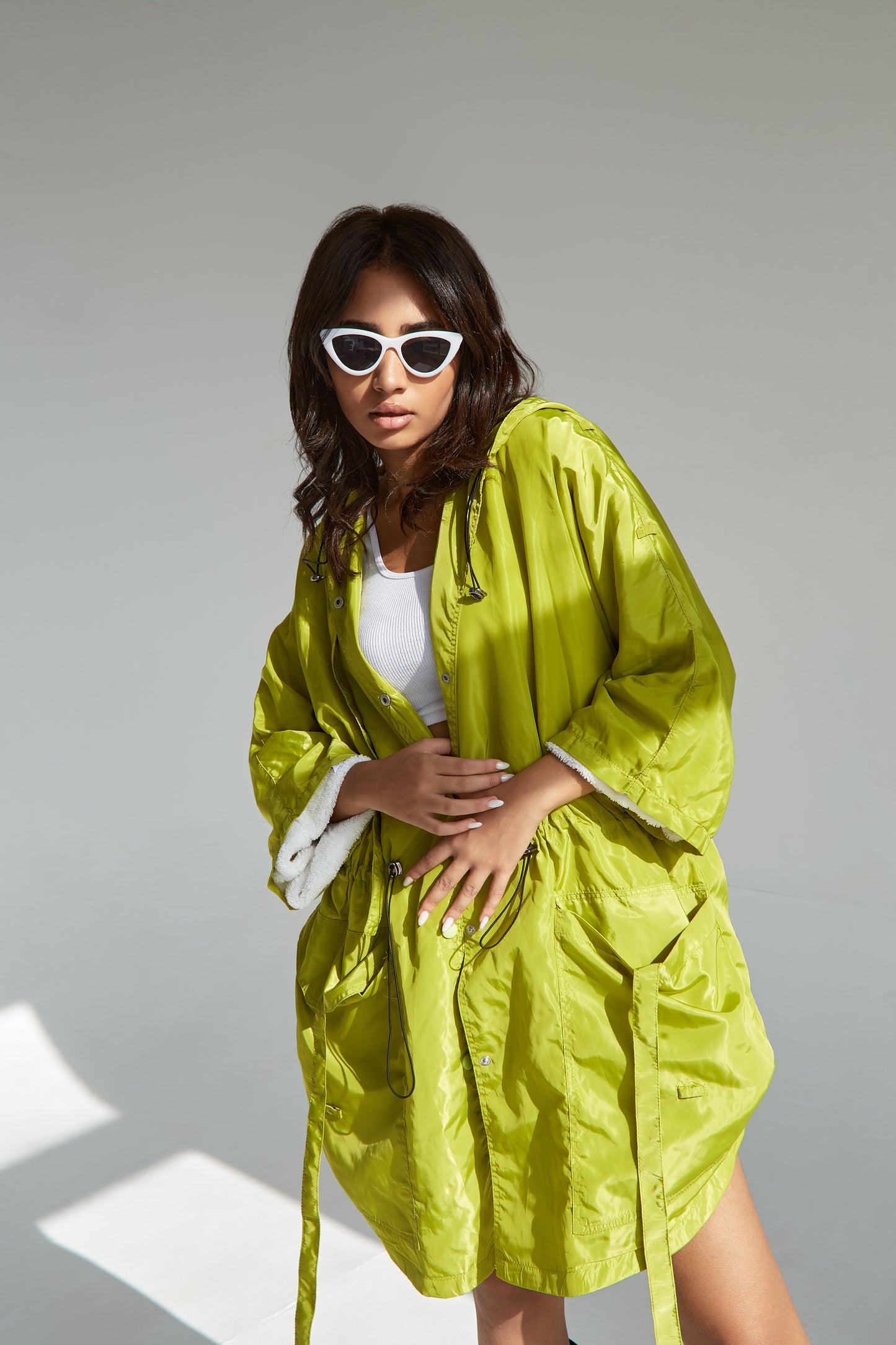 Lime green Jacket - Fleece Lined Waterproof Fabric