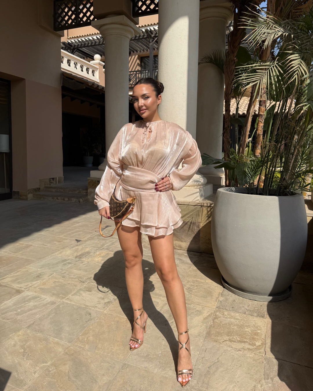 VANESYA Organza Fabric Lined Designer Mini Dress With short