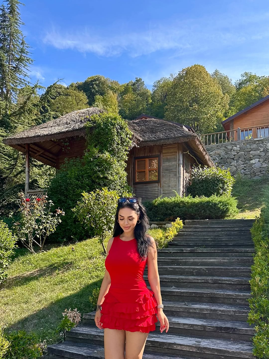 Red Naia Ruffle Dress