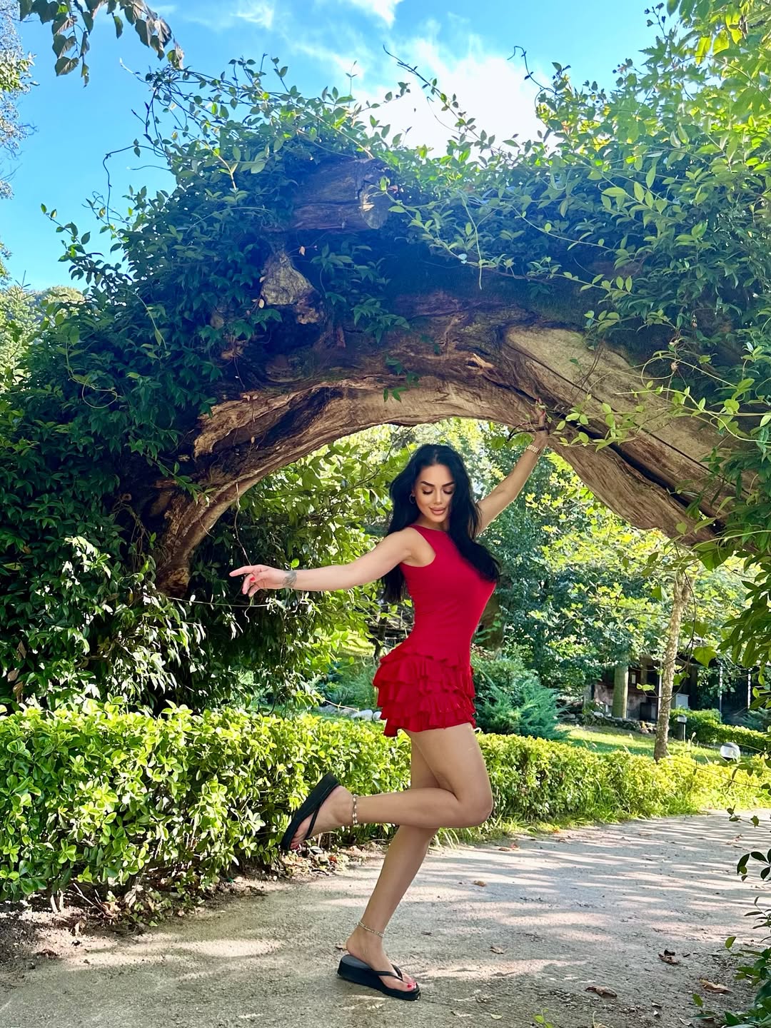 Red Naia Ruffle Dress
