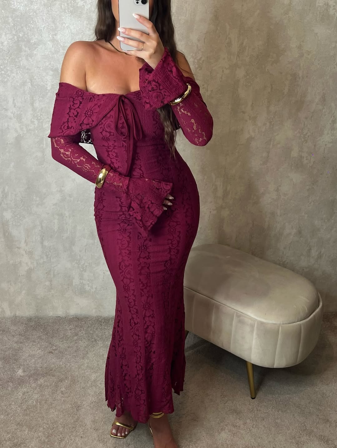 Burgundy Maya Strapless Dress