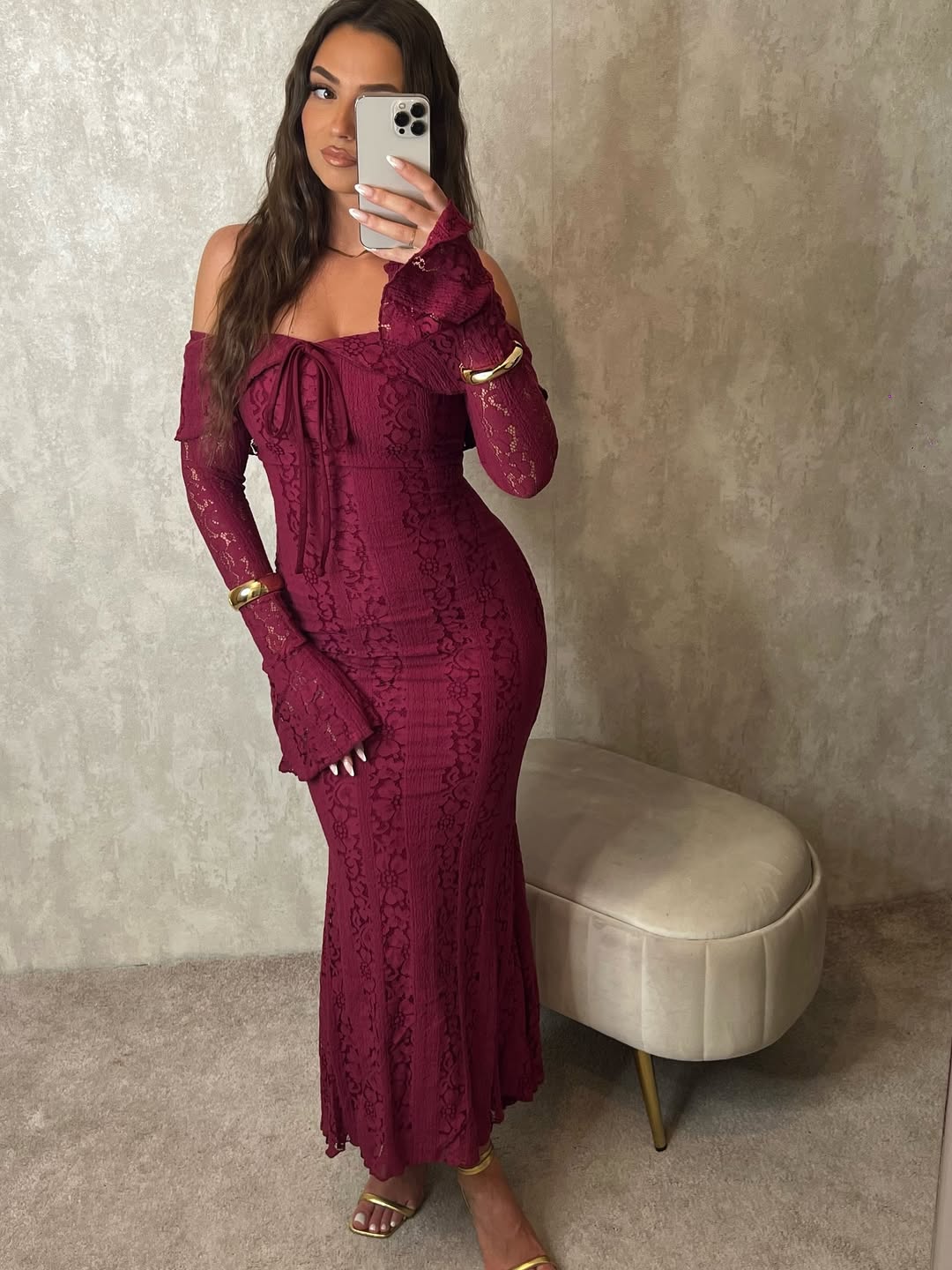 Burgundy Maya Strapless Dress