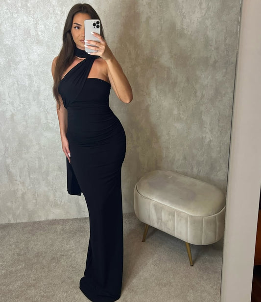 Black Coraline Tie Dress